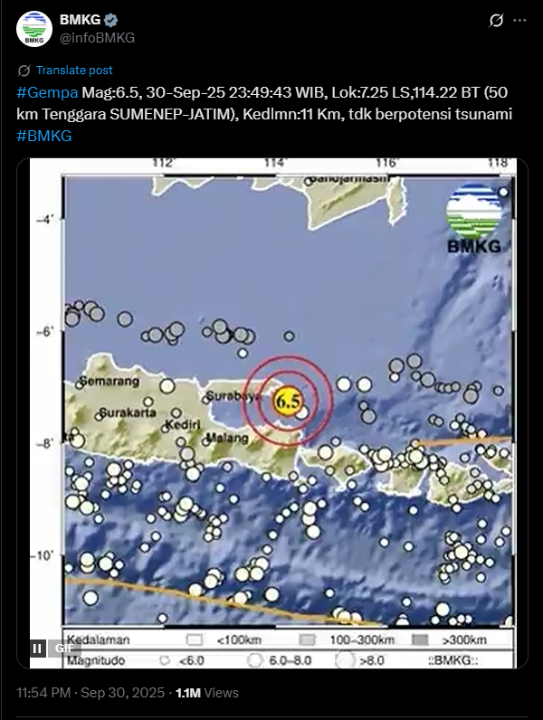 info gempa Madura